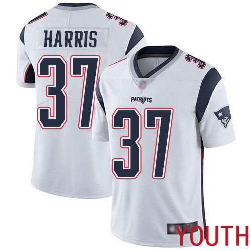 New England Patriots Football #37 Vapor Untouchable Limited White Youth Damien Harris Road NFL Jersey->youth nfl jersey->Youth Jersey